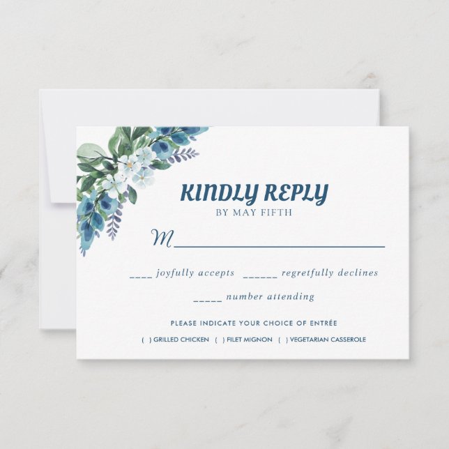 Cartons Réponse Jardin d'été Aquarelle Mariage floral (Devant)