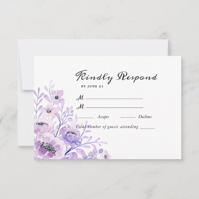 Cartons Réponse Jardin d'été Aquarelle Mariage floral (Devant)