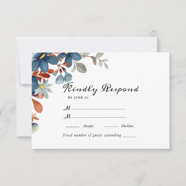 Cartons Réponse Jardin d'été Aquarelle Mariage floral (Devant)