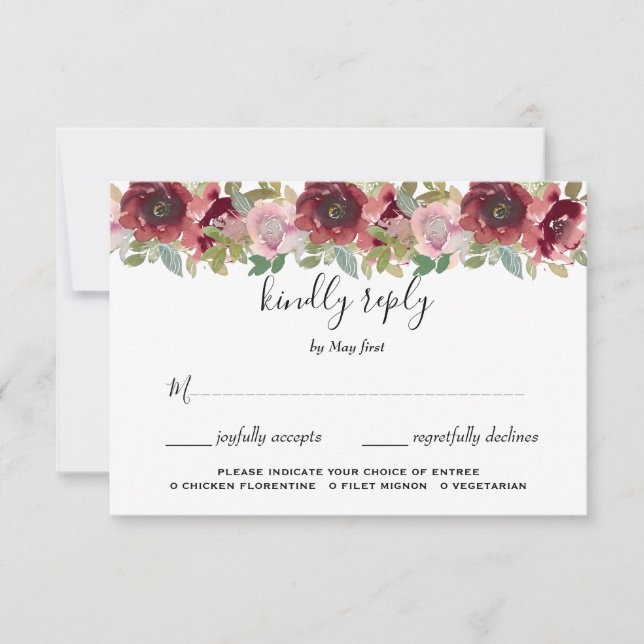 Cartons Réponse Jardin d'été Aquarelle Mariage floral (Devant)