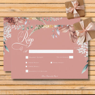 Cartons Réponse Jardin rose romantique moderne Dîner Mariage fleur