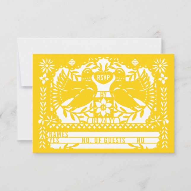 Cartons Réponse Jaune Mexicaine Fantail Doves Papel Picado (Devant)