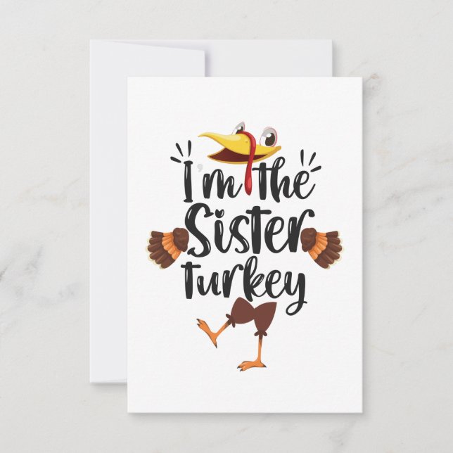Cartons Réponse Je suis la soeur Turquie drôle Thanksgiving famill (Devant)