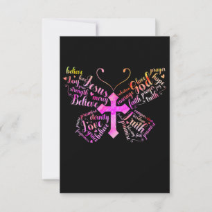 Cartons Réponse Jésus amour   Jésus Papillon Croix chrétienne foi