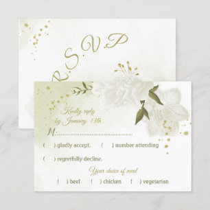 Cartons Réponse joli blanc fleurs vert feuille botanique