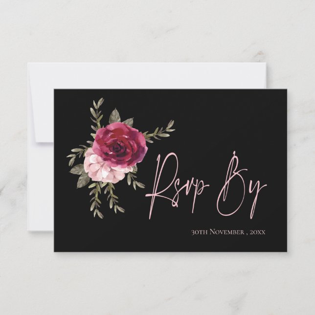 Cartons Réponse Joli Burgundy Blush FlorMariage (Devant)