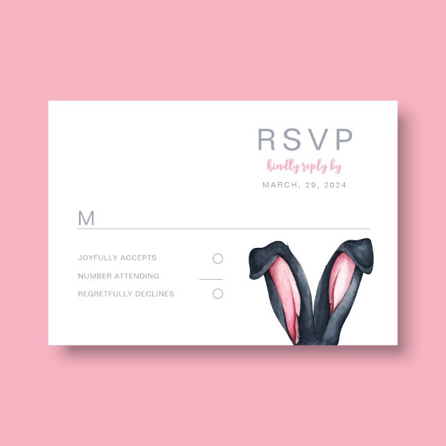 Cartons Réponse Jolie Bunny Oreilles Pâques (Cute Bunny Ears Easter Party RSVP Card)