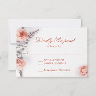Cartons Réponse Jolie Fleurs d'oeillets Fleurs de Mariage Floral R