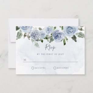 Cartons Réponse Jolies Fleurs Aquarelle Bleu Poussiéreux