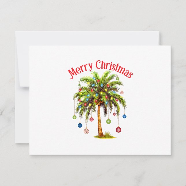 Cartons Réponse Joyeux Noël Palm Tree Light Hawaiian Tropical (Devant)