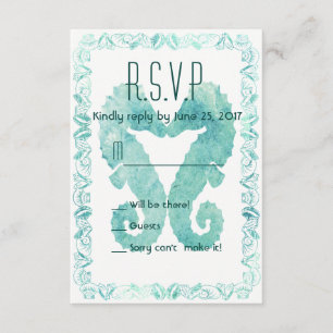 Cartons Réponse Kissing Seahorses Mariage R.S.V.P. en Turquoise