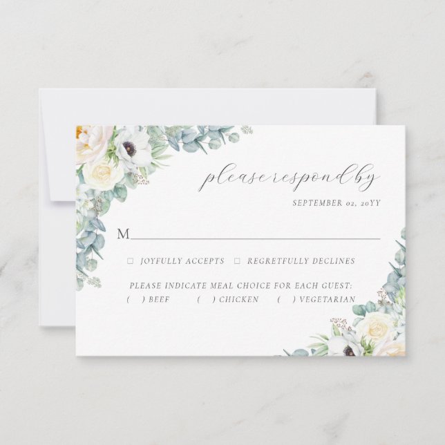 Cartons Réponse Kristen Elegant Boho Green Meal Choice Mariage (Devant)