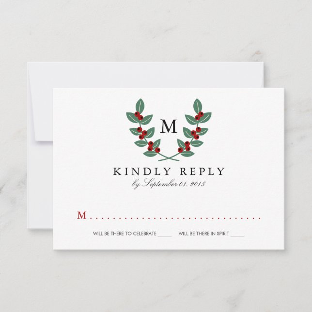 Cartons Réponse La Collection de mariages Monogram Berry Bush - RS (Devant)