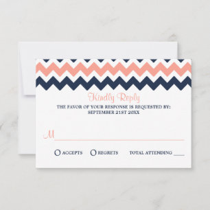 Cartons Réponse La collection Mariage moderne Chevron - Rose & Nav