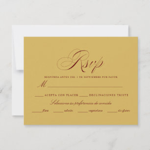 Cartons Réponse Langue espagnole Nuestra Boda or bordeaux