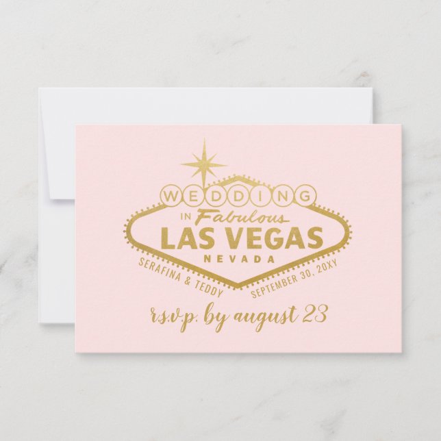 Cartons Réponse Las Vegas Mariage Elegant Rose Gold (Devant)