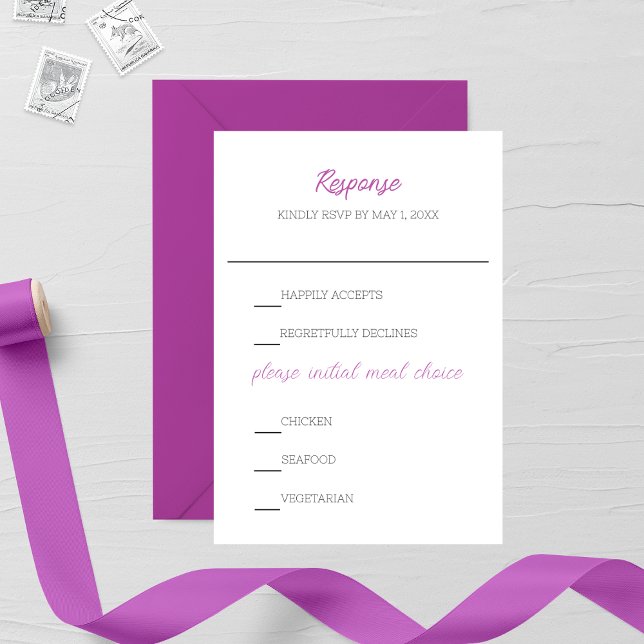 Cartons Réponse Lathyrus violet minimaliste Mariage (Créateur téléchargé)