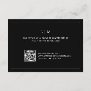 Cartons Réponse Lauren Black Monogramme Mariage élégant
