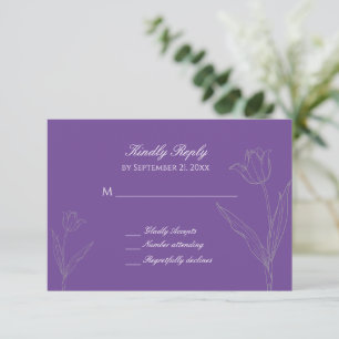 Cartons Réponse Lavande et minimaliste gris Tulip Mariage