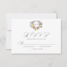 Lavender Lemon Monogram Floral Crest Mariage