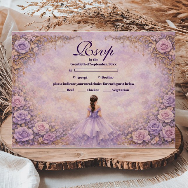 Cartons Réponse Lavender Rose Fairytale Quinceañera (Créateur téléchargé)