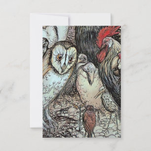Cartons Réponse « Le Hibou et les Oiseaux » par Arthur Rackham