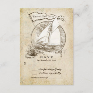 Cartons Réponse Le mariage nautique de voilier RSVP-Viennent voile