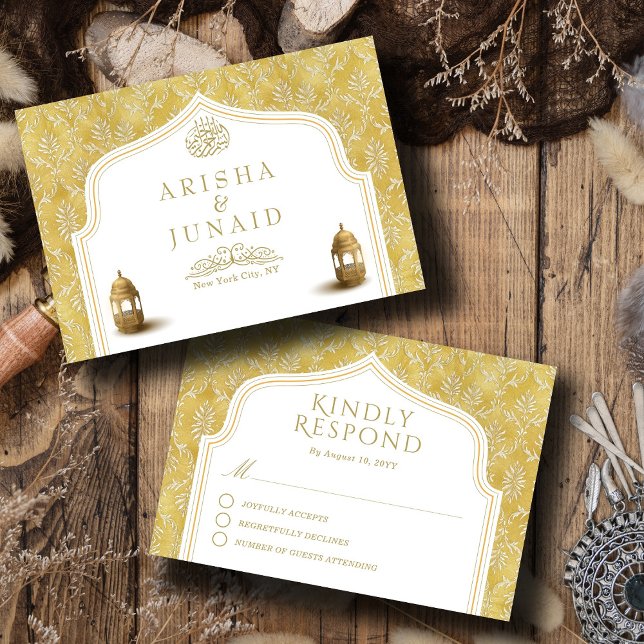 Cartons Réponse Le roi islamique Golden Damask Mariage musulman (Créateur téléchargé)