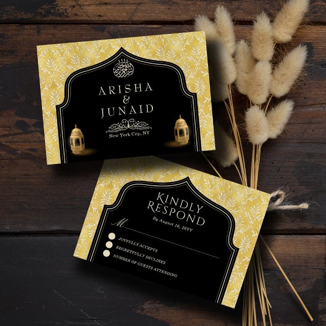 Cartons Réponse Le roi islamique Golden Damask Mariage musulman (Créateur téléchargé)