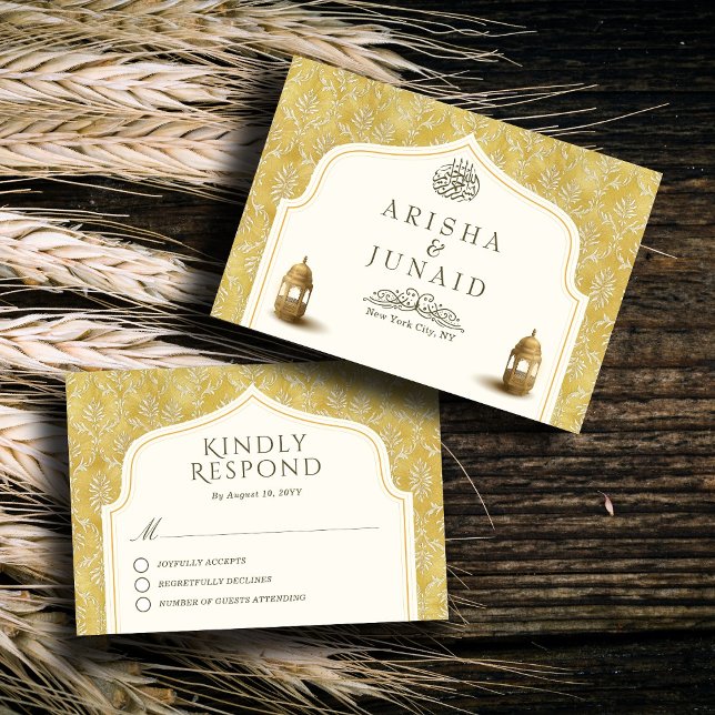 Cartons Réponse Le roi islamique Golden Damask Mariage musulman (Créateur téléchargé)