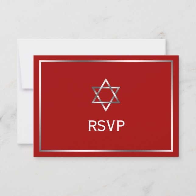 Cartons Réponse L'étoile d'argent rouge de David Bar Mitzvah (Devant)