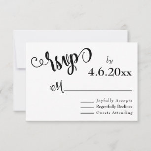 Cartons Réponse Lettres de script fantaisie noir et blanc Mariage