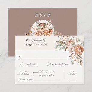 Cartons Réponse Light Earth Tone Floral Boho Dîner Choix Mariage