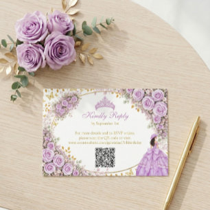 Cartons Réponse Lilas Roses Violettes Papillon Doré Quinceañera