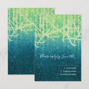 Cartons Réponse Lime Bleu Turquoise bat mitzvah Extra Sparkly