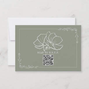 Cartons Réponse Line Art Floral Sage Green Mariage
