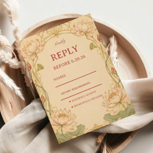 Cartons Réponse Lotus Botanique Élégant Vintage
