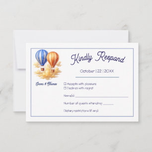 Cartons Réponse Love Is in the Air Hot Air Balloon Travel Mariage