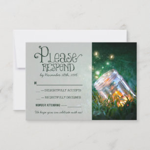 Cartons Réponse lucioles jarre de mason mariage rustique de jardin