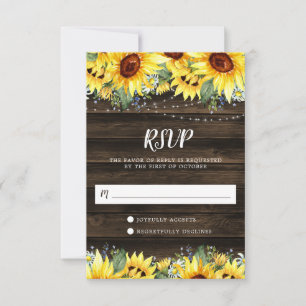 Cartons Réponse Lumières à cordes florales de tournesol rustique