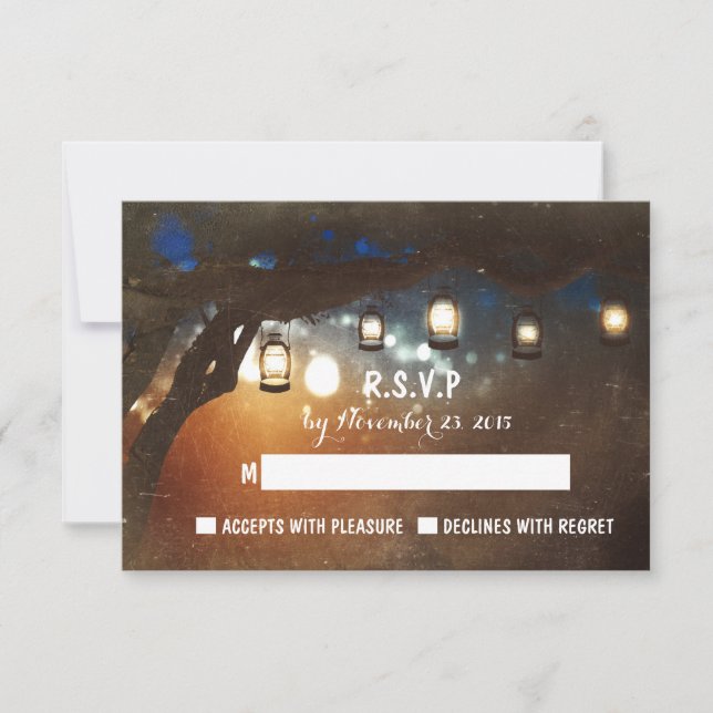 Cartons Réponse lumières de jardin rustique mariage extérieur cart (Devant)