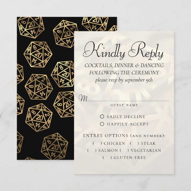 Cartons Réponse Luminateurs RPG | Gold Imaginaire Tabletop Gamer E (Devant / Derrière)