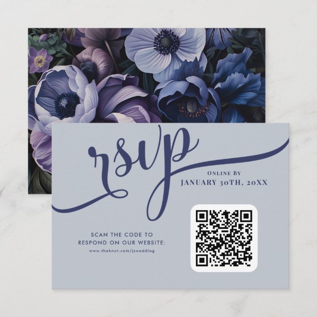 Cartons Réponse Lune botanique | Mariage floral gothique (Devant / Derrière)
