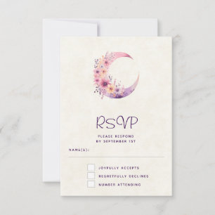 Cartons Réponse Lune rose Croissant avec de jolies fleurs