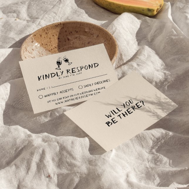 Cartons Réponse Lunettes manuscrites rétro Mariage ironique (Créateur téléchargé)