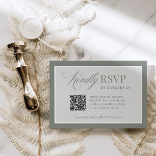 Cartons Réponse Luxe classique   Élégant Mariage de code QR Sage G