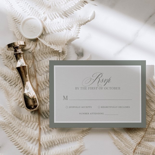 Cartons Réponse Luxe classique | Élégant Mariage vert Sage (Créateur téléchargé)
