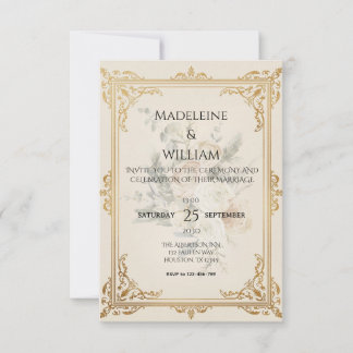 Cartons Réponse Luxe Formal Elegant Gold Wedding Enregistrer la da
