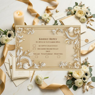 Cartons Réponse Luxe Or Baroque Grandeur Tulipes Blanches Florales