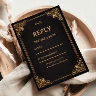 Cartons Réponse Luxe Orné Élégant en Or